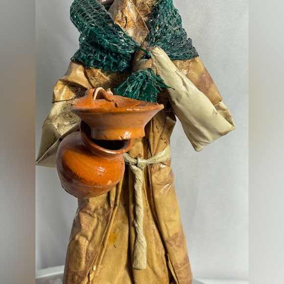 Handcrafted Artisan Figurine with Orange and Green Accents - Picture 5 of 14